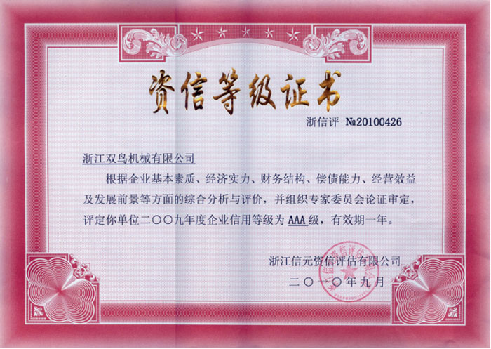雙鳥(niǎo)資質(zhì)-資信等級(jí)證書(shū)